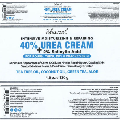 Ebanel Bundle of 40% Urea Cream 4.6 Oz, and Fungus Treatment 1 Oz
