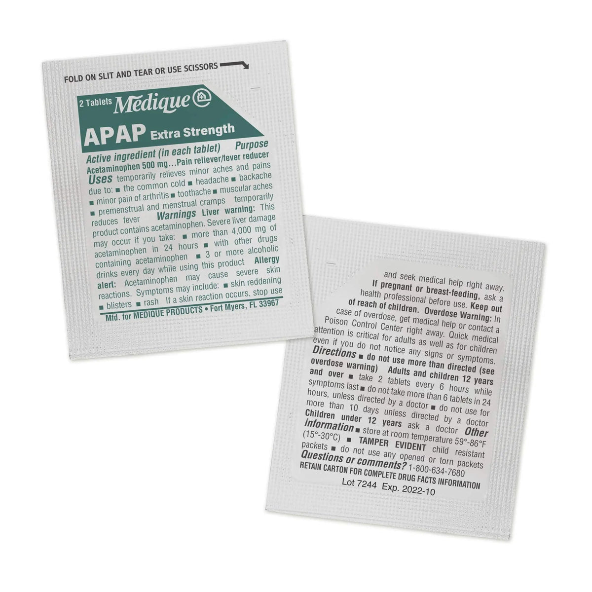 Medique @ Home 70433 Extra Strength APAP Tablets, Non-Aspirin, 50 Packets (2 Tablets per Packet) Total-100 Count MediqueBuy Supplements Australia
