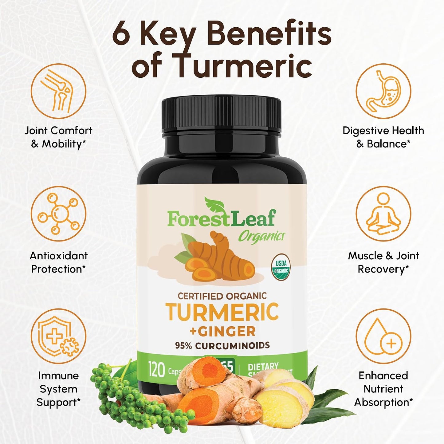 Turmeric Supplement Extra Strength 2265mg - Turmeric Curcumin Supplement w/BioPerine Black Pepper - Tumeric and Ginger Supplements, 95% Curcuminoids, Supports Immune & Joint Health, 120 Caps