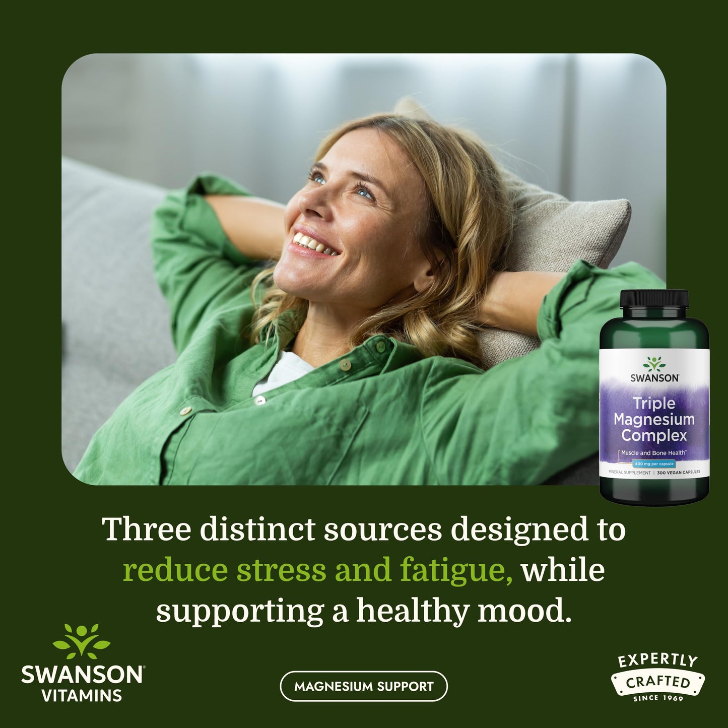 Swanson Triple Magnesium Complex Bone, Nerve, and Muscle Support Supplement for Adults Seeking Optimal Magnesium Absorption - 400 mg (300 Vegan Capsules) Swanson buy supplements Au