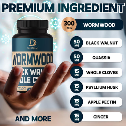 DEDICAD 12in1 Wormwood Black Walnut Clove Capsules - Immune, and Mood Support - 3 Month Supply - 90 Vegan Capsules DEDICAD buy supplements Au