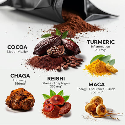 Cocotropic Organic Mushroom Cacao Mix (16oz) & Collagen Peptides (16oz) Bundle for Skin, Hair, and Joint Support