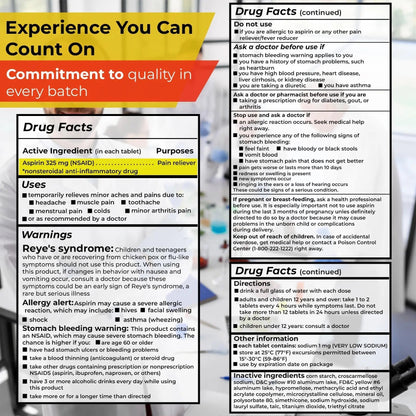 TIME-Cap Labs 1000 Regular Strength Aspirin 325mg – Delayed Release Enteric Coated Tablets for Minor Aches and Pains, NSAID Pain Reliever & Fever Reducer for Adults and Children 12 Years and Older TIME-CAP LABS, INC.Buy Supplements Australia