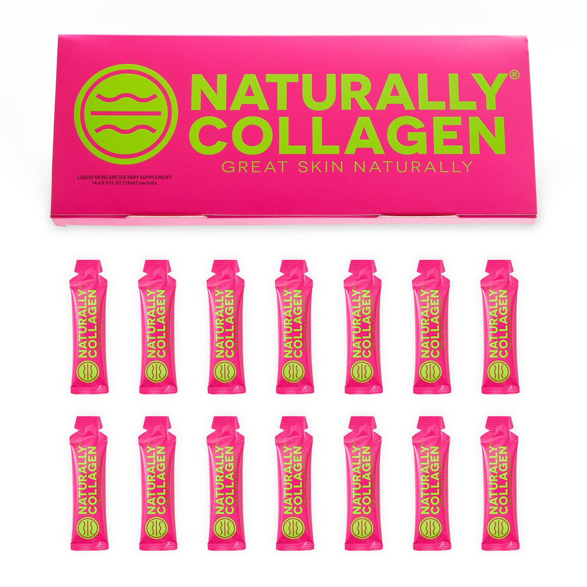 Naturally Collagen - Premium Hydrolyzed Liquid Marine Collagen Supplement - 8000mg of Collagen per Sachet Plus 180mg VIT C - Natural Tropical Fruit Flavour - 14 Sachets per Box Naturally Collagen buy supplements Au