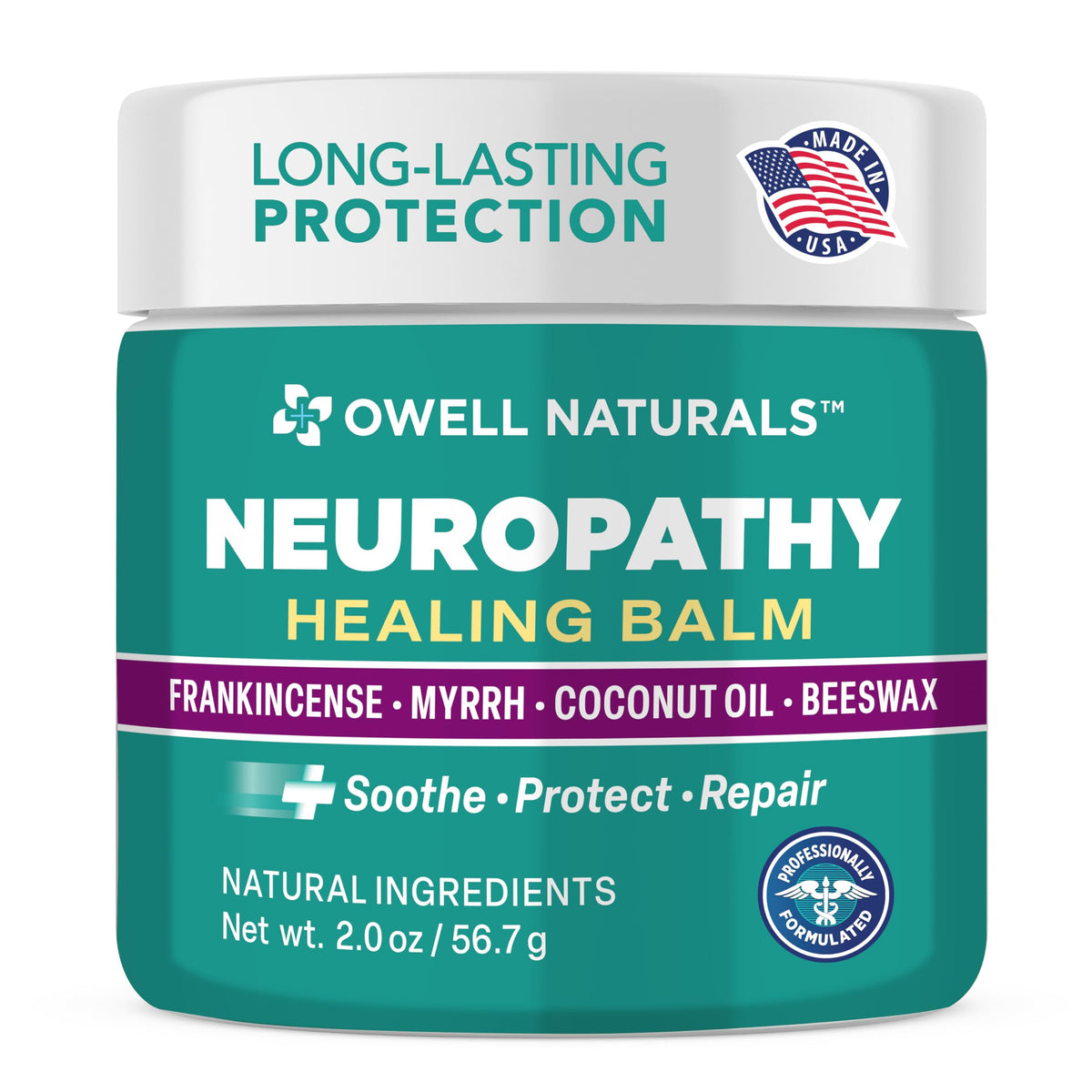 Owell Naturals Neuropathy Balm for Feet, Muscles & Joints – Long Lasting Comfort Formula with Frankincense, Myrrh, Coconut Oil, Beeswax – Fast Absorbing Botanical Skin Care, 2 oz Owell NaturalsBuy Supplements Australia