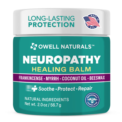 Owell Naturals Neuropathy Balm for Feet, Muscles & Joints – Long Lasting Comfort Formula with Frankincense, Myrrh, Coconut Oil, Beeswax – Fast Absorbing Botanical Skin Care, 2 oz Owell NaturalsBuy Supplements Australia