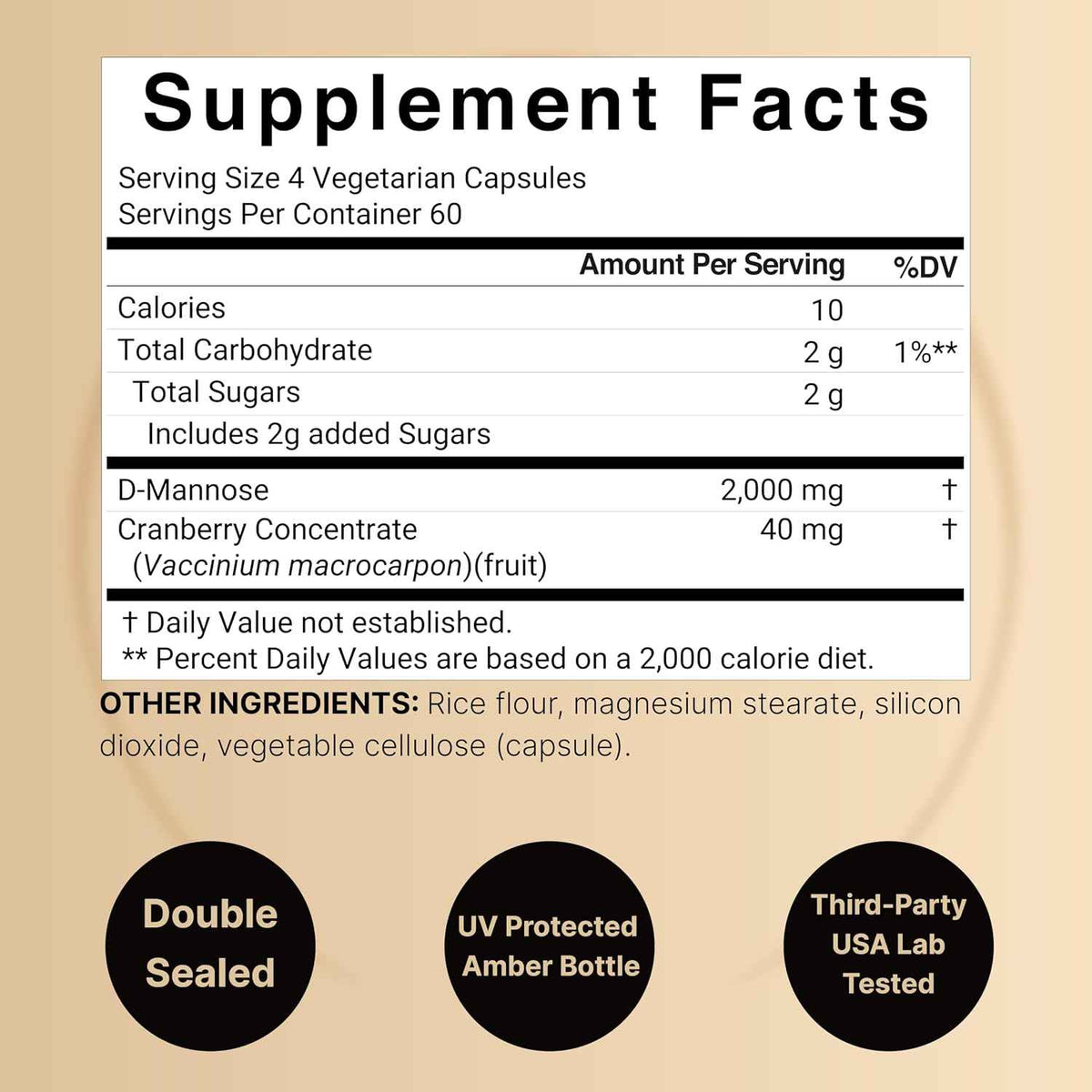 NatureBell D-Mannose 500mg Capsules (2,000mg Per Serving) | 240 Veggie Capsules + Cranberry Concentrate 40mg – Fast Acting Urinary Tract Health Pills – Ultra UTI Support for Women & Men
