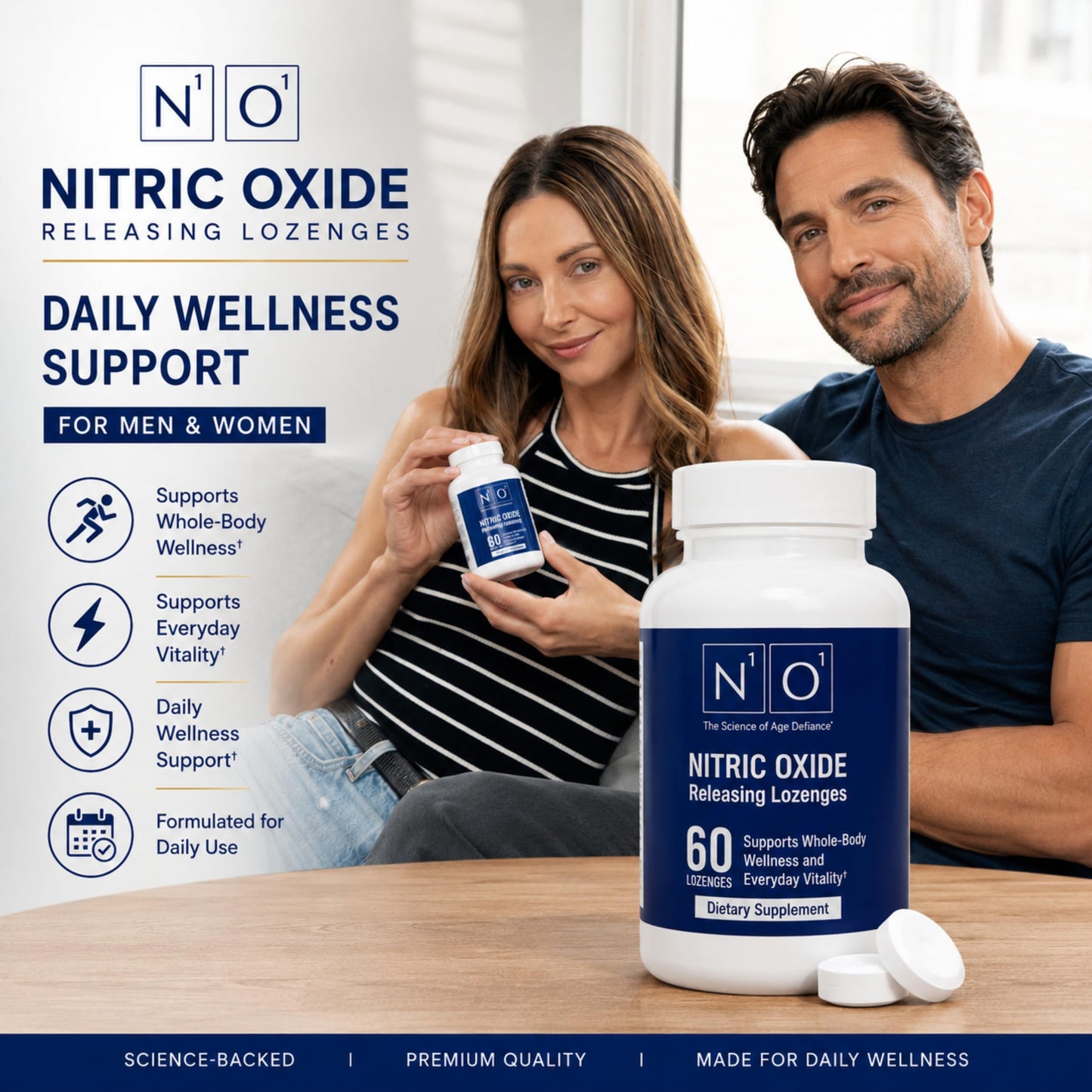 N1O1 Nitric Oxide Lozenges Supplement, 120 Count, 60-Day Supply | Developed by Dr. Nathan S. Bryan; Orange Flavor; Dissolvable Lozenges; Daily Nitric Oxide Support