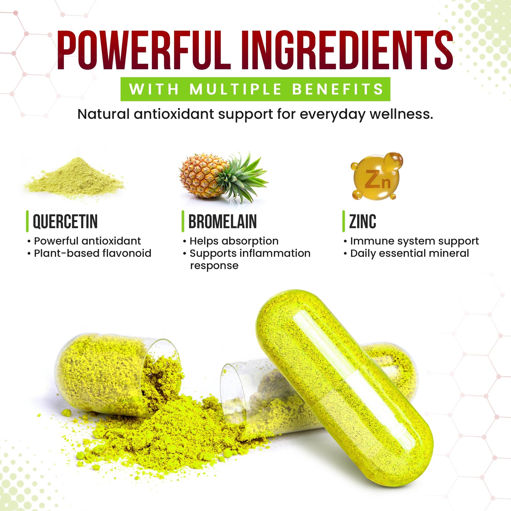 Highland Health Foods Quercetin Plus Bromelain and Zinc 180 Capsules - Immune Support Supplement for Adults, Teens, Seniors - Quercetin with Bromelain for Immune Support Highland Health FoodsBuy Supplements Australia