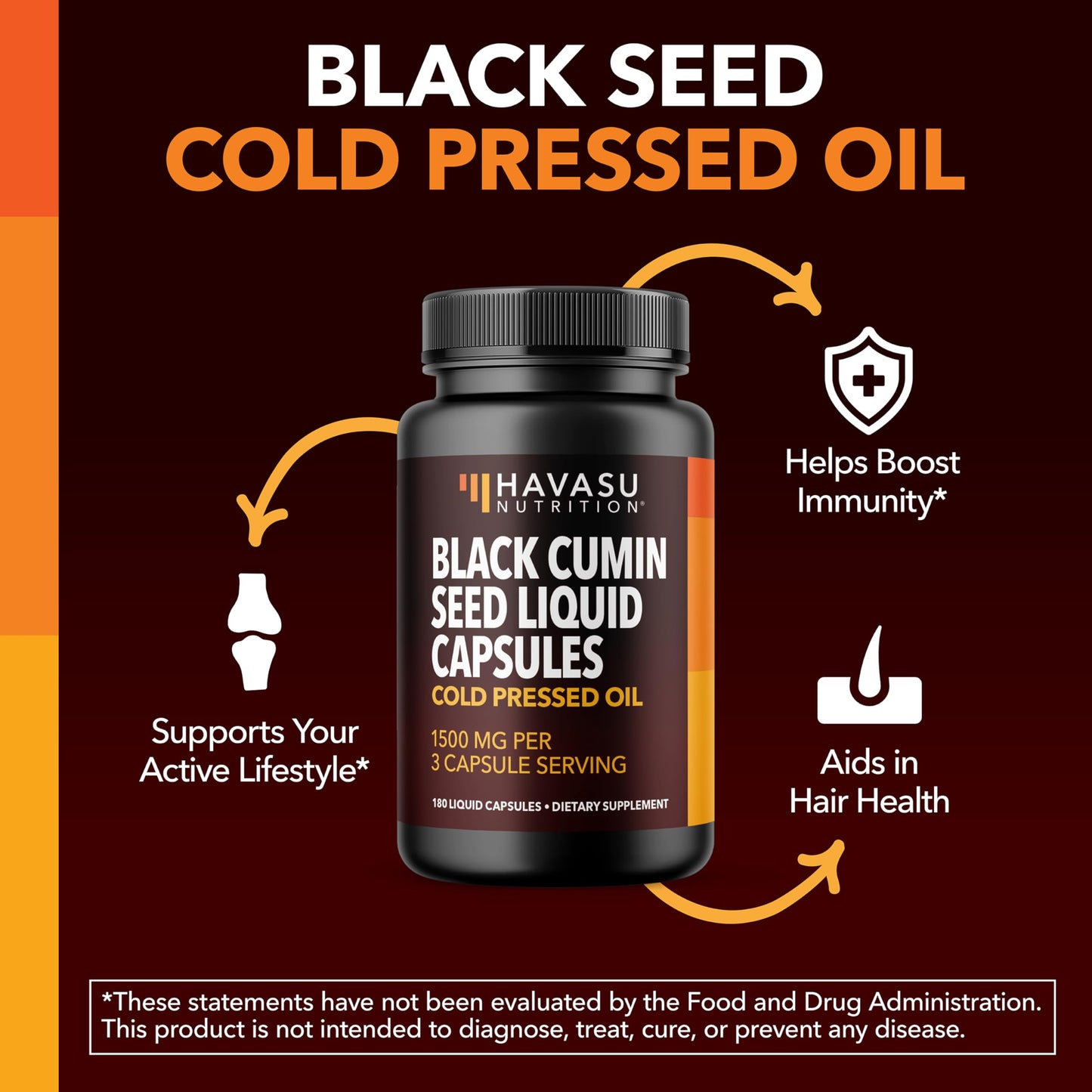 Black Seed Oil Capsules, Vegan, Non-GMO, Cold-Pressed Nigella Sativa, 90ct | 1500mg Per Serving Black Cumin Supplement for Skin Health, Immune Function, and Digestive Health, Unflavored, 30 Servings