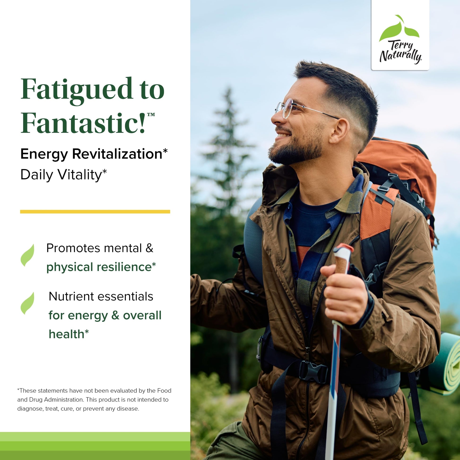 Terry Naturally Fatigued to Fantastic Energy Revitalization - Drink Mix for Energy with L-Tyrosine, Vitamins A, D3, E & B - Supports Heart Health - 12 Individual Packets (12 Servings) Terry NaturallyBuy Supplements Australia