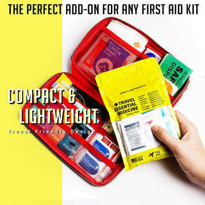 EVERLIT CARE Travel Essential Medicine First Aid Kit I Bonus Medical Supplies I TSA Compliant Mini Size Medkit for Traveling Camping Trips Individually Packed 64 Tablets (Refill Pack) EVERLIT CARE buy supplements Au