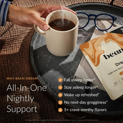 Beam Dream Sleep Powder – Sleep Aid for Adults with Melatonin, Magnesium, L-Theanine, Reishi Mushroom & Apigenin Sleep Supplement, Sleepy Cocoa Bedtime Drink Mix, Sea Salt Caramel Flavor, 30 Servings Beam buy supplements Au