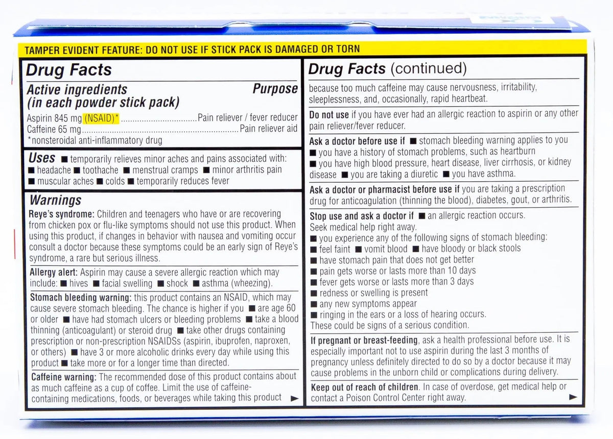 Quality Choice Fast Pain Relief Powder, Contains 50 Powder Packets for Rapid Pain Relief. Contains Aspirin & Caffiene Quality ChoiceBuy Supplements Australia