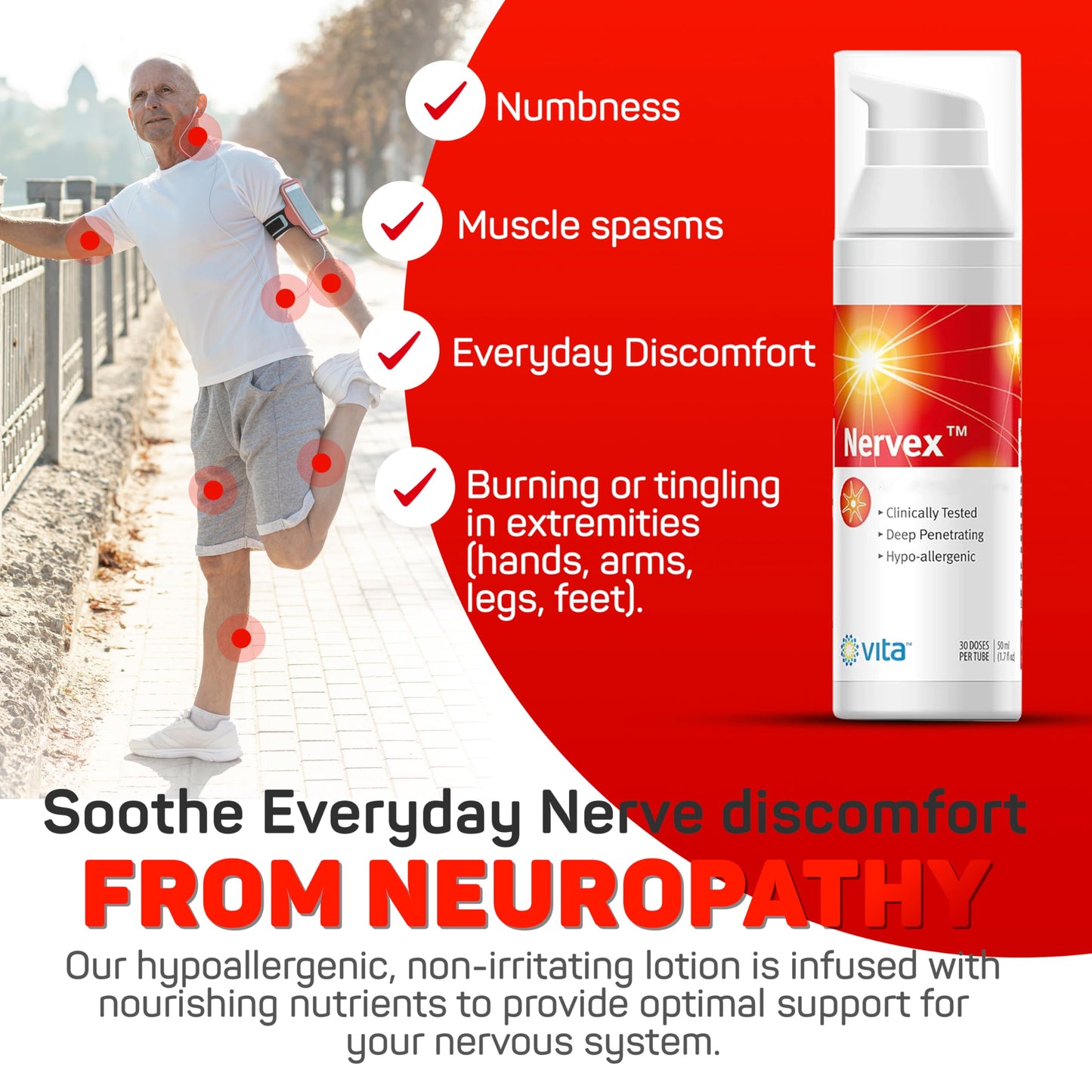 Vita Sciences Nervex Powerful Neuropathy Cream: Advanced Natural Relief for Peripheral Neuropathy, Fibromyalgia, and Fast Comfort Treatment for Feet, Hands, Legs, and Toes Vita SciencesBuy Supplements Australia