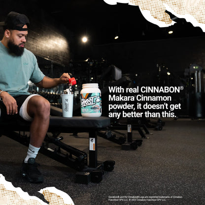 GHOST Whey Protein Powder, Cinnabon - 2LB, 25G of Protein - Cinnamon Roll Flavored Isolate, Concentrate & Hydrolyzed Whey Protein Blend - Post Workout Shakes - Soy & Gluten Free