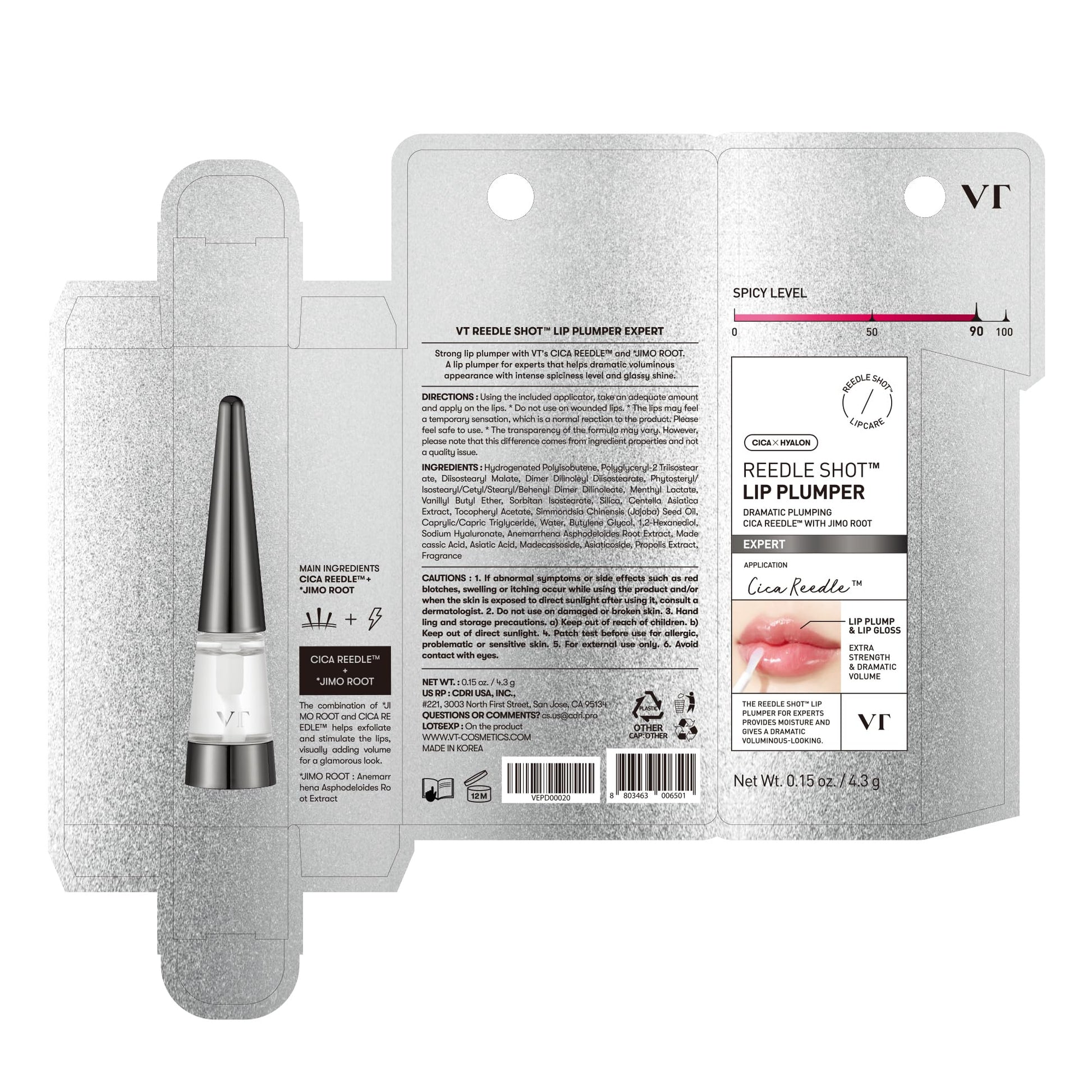 VTCOSMETICS Reedle Shot Lip Plumper, 0.15 oz (4.3 g), Moisturizing, Transparent, Lip Gloss, Fragrance-free, Korean Cosmetics (Expert) VT COSMETICSBuy Supplements Australia