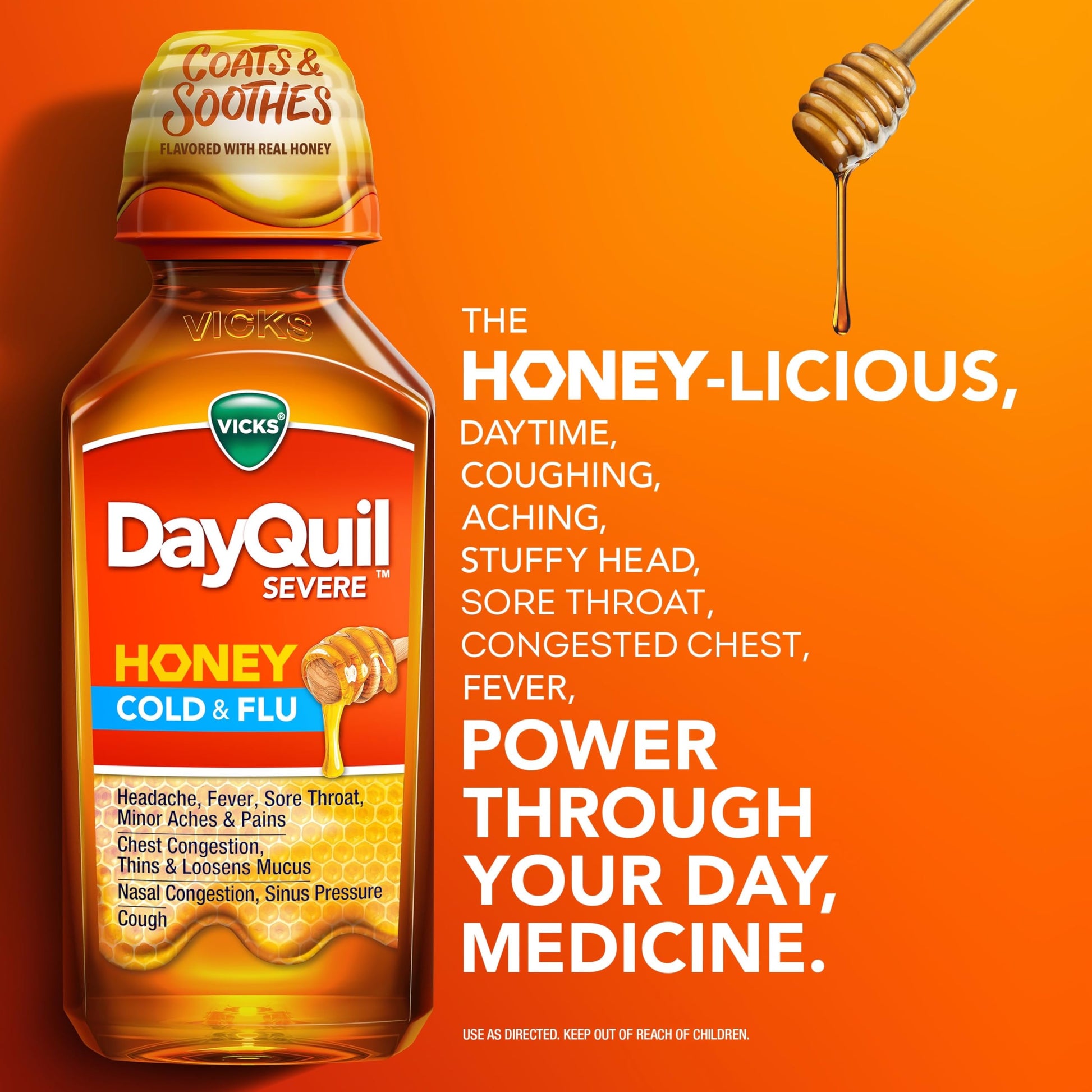 Vicks Dayquil & Nyquil Severe Honey Flavor Co-Pack, Cold & Flu Medicine, Relieves Headache, Fever, Sore Throat, Minor Aches & Pains, Nasal Congestion, Sinus Pressure, Stuffy Nose, And Cough, 2X12Oz Vicks buy supplements Au