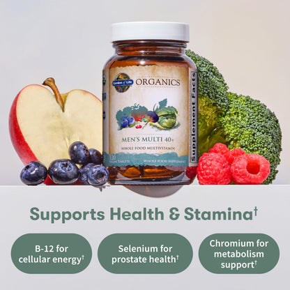Garden of Life Organics Men's 40+ Multivitamin with Prostate Support, B12 & Vitamins – Vegan Daily Whole Food Multivitamin, Non-GMO, Certified Organic, 120 Tablets Garden of Life buy supplements Au