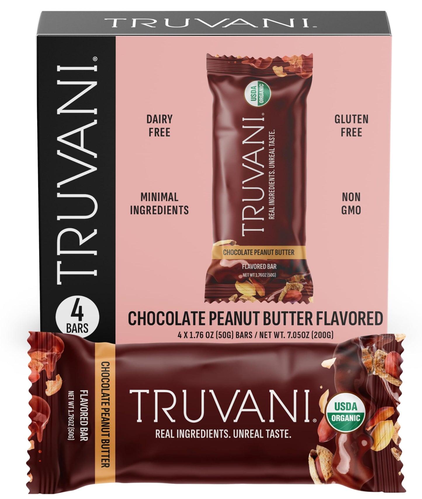 Truvani Plant Based Snack Bars | Variety | 12 Pack | Vegan | 5-8g Protein | USDA Organic and Vegan | Dairy, Soy, and Gluten Free | Individually Wrapped
