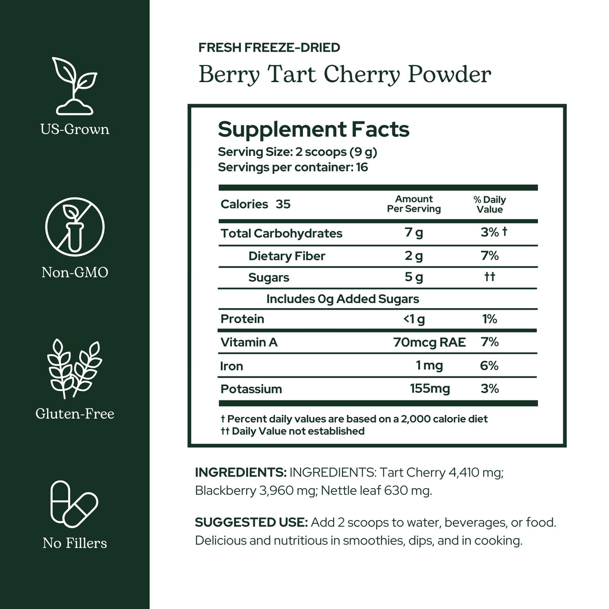 Eclectic Herb - Berry Tart Cherry Powder | Joint Support Supplement | Superfood Vitamin & Mineral Supplement | Freeze Dried, Vegan, Non-GMO, Gluten-Free (5.1 oz | 144 g) ECLECTIC INSTITUTEBuy Supplements Australia