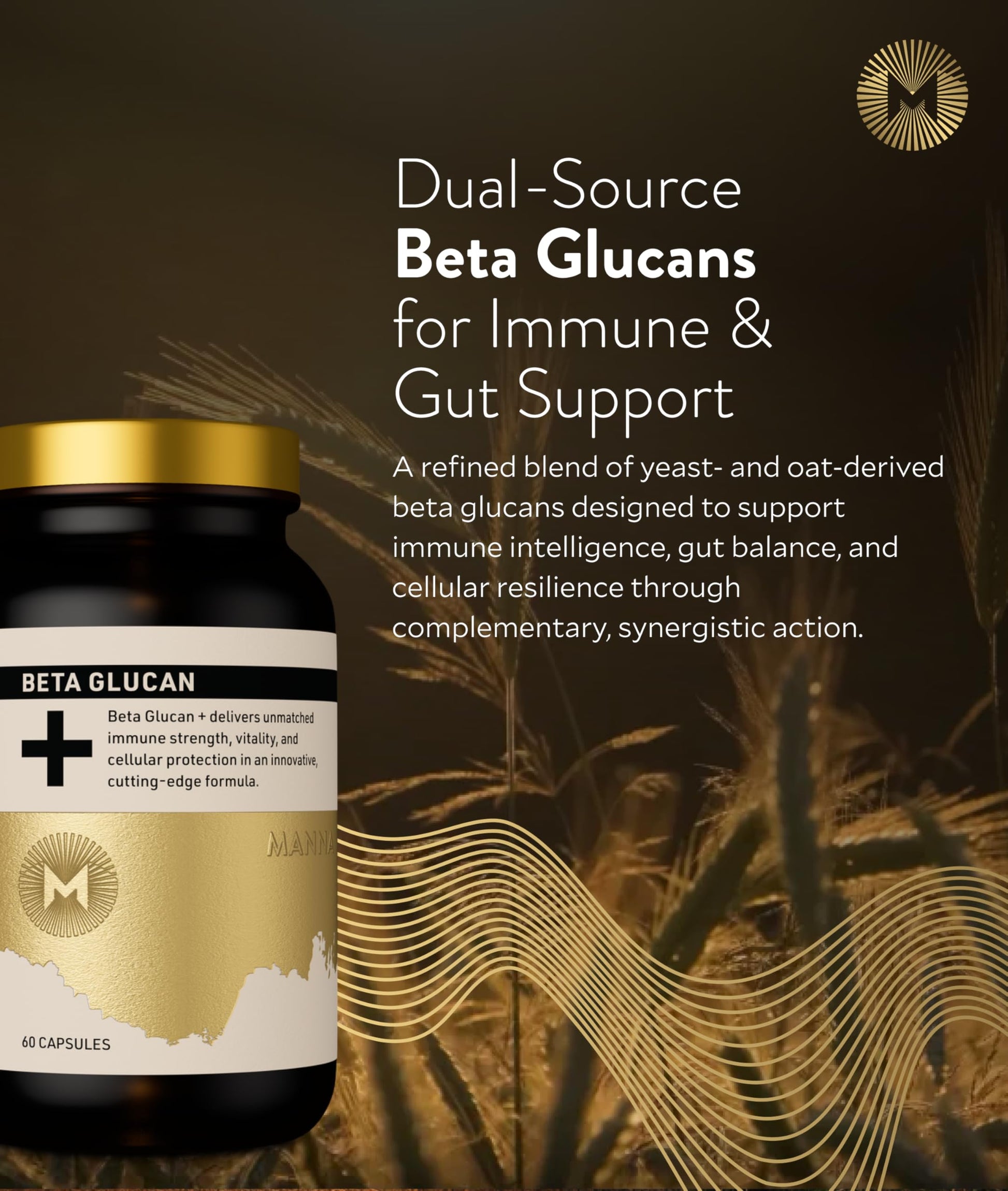 Manna Beta Glucan+ Capsules | 1000mg Beta Glucan Complex | Reishi Mushroom & Oats | Supplement for Immune Support, Heart Health, Cellular Renewal & Antioxidant Protection | 60 Count M Manna buy supplements Au