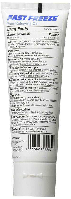 Fast Freeze All-Natural Cooling Pain Relief Therapy: Gel Tube, 4 fl oz
