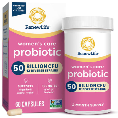 Renew Life Women's Probiotic Capsules, 50 Billion CFU Guaranteed, Supports pH Balance, Vaginal, Urinary, Digestive and Immune Health(2), L. Rhamnosus GG, Dairy, Soy and Gluten-Free, 60 Count Renew Life buy supplements Au
