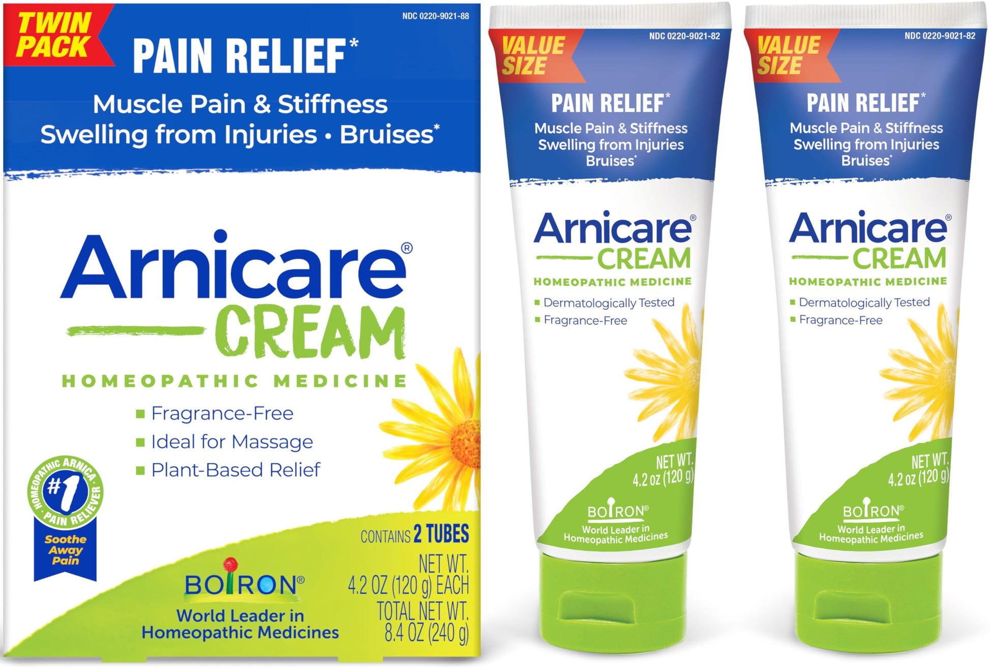 Boiron Arnicare Cream 4.2 oz (Twin Pack) for Joint Pain, Muscle Pain Relief, Swelling, Soreness, Stiffness, and Bruises - Fast Absorbing and Fragrance-Free Arnica BoironBuy Supplements Australia