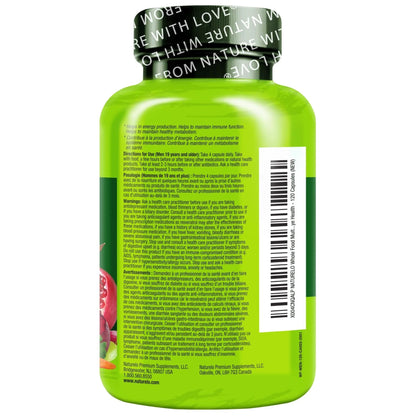 NATURELO Mens Multivitamins - Whole Food Multivitamin for Men with Vitamins, Minerals - 120 Vegetarian Capsules for Energy, Brain, Heart, Eye Health* NATURELO