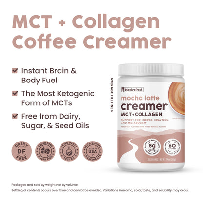 NativePath Keto Creamer, French Vanilla, Collagen & MCT, 20 Servings | Sugar-Free, Monk Fruit Sweetened, Non-Dairy & Creamy, Supports Skin, Hair & Nails, Low-Carb Friendly