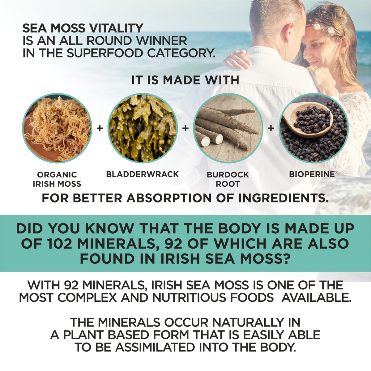 HerbaMe Organic Irish Sea Moss with Bladderwrack, Burdock Root & Black Pepper Extract, 150 Capsules, Thyroid Support, Natural Iodine Source, Promotes Immune System, Cell Food, Alkaline Supplement HerbaMe buy supplements Au
