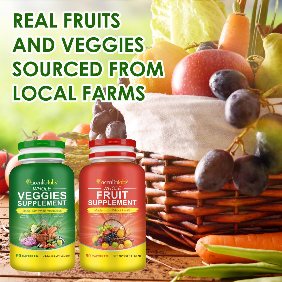 Fruit & Veggies Capsules | Daily Fruit & Vegetable Blend | 2 Bottles – 180 Vegetarian Capsules | Plant-Based Superfood Formula | Non-GMO, Gluten Free Generic buy supplements Au