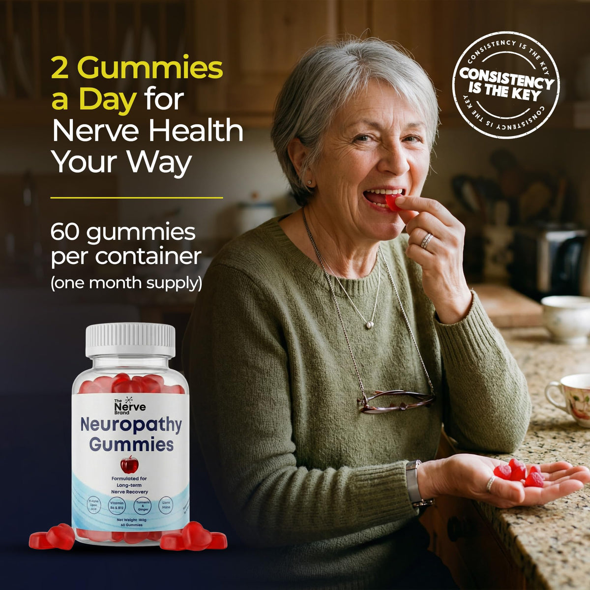 The Nerve Brand Neuropathy Support Gummies, 600 mg R Alpha Lipoic Acid Gummies with B1 B6 B12 and Lion’s Mane, Sugar Free Daily Nerve Health Supplement, 30 Day Supply The Nerve BrandBuy Supplements Australia