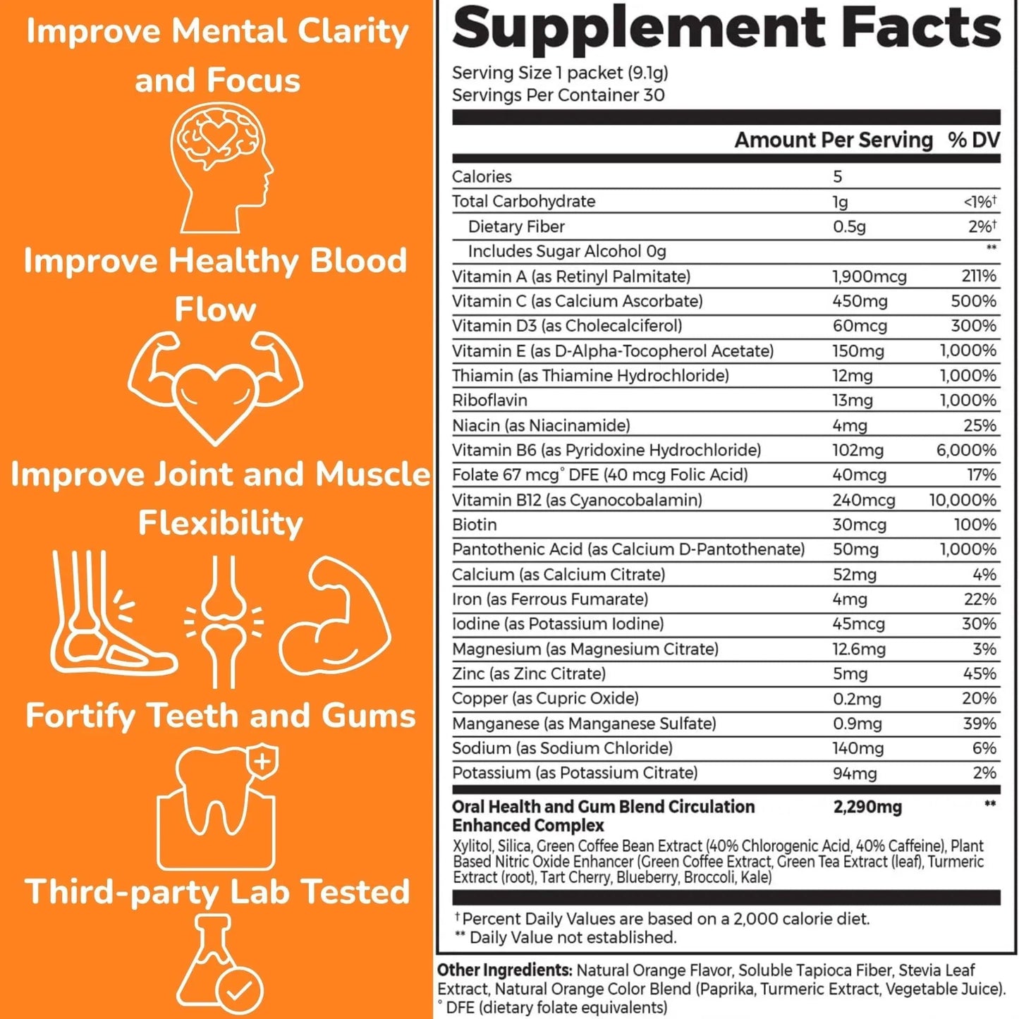 Dr. Nick's Multivitamin Powder for Women, 30 Pack, Orange Splash, Multivitamin for Women with 32 Vitamins and Minerals Dr.Nick's White & Healthy