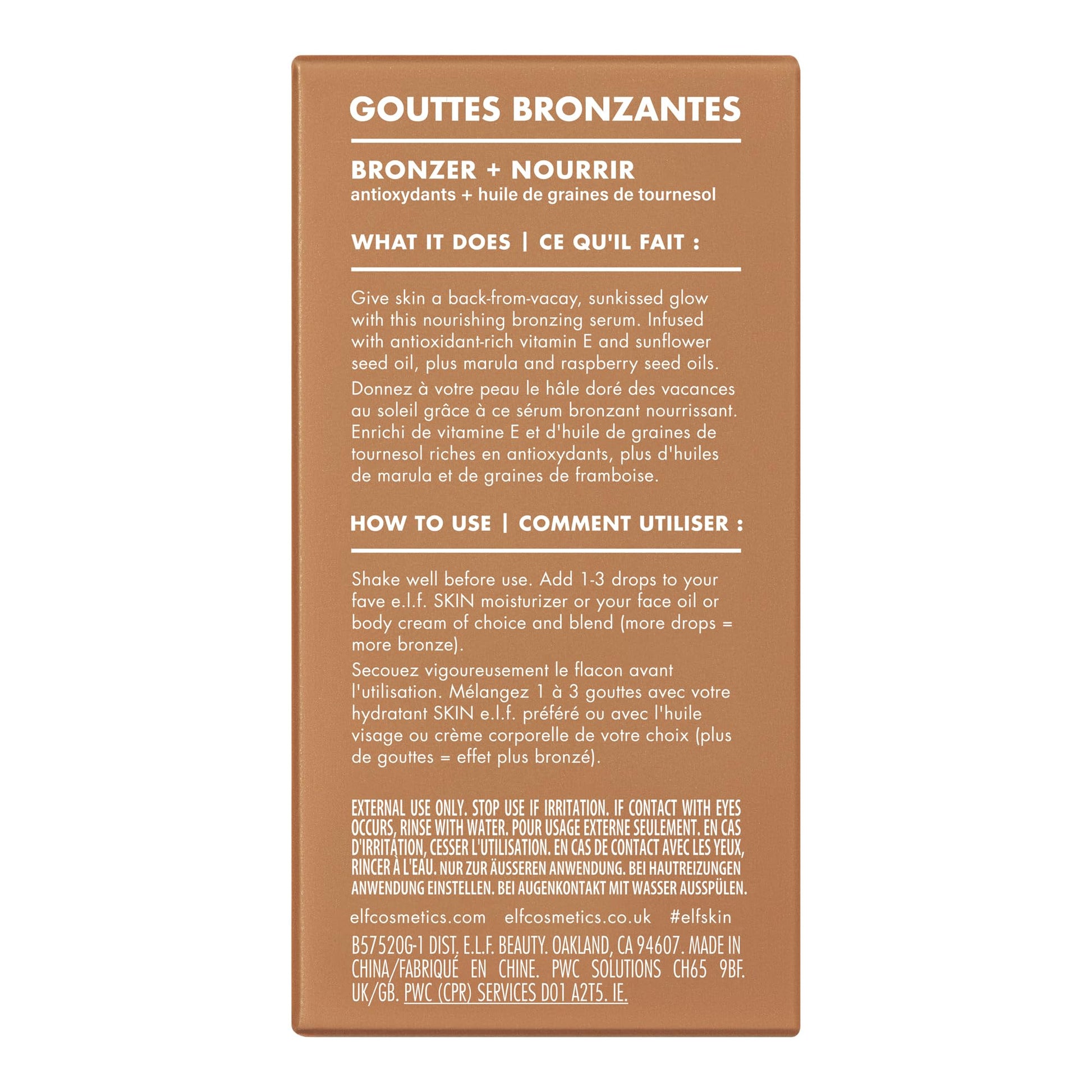e.l.f. SKIN Bronzing Drops, Liquid Bronzer For Face & Skin, Creates A Sun-Kissed Glow, Infused With Vitamin E, Vegan & Cruelty-Free, Pure Gold e.l.f.Buy Supplements Australia