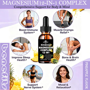 Magnesium 12 in 1 Complex 1000mg Supplement for Women & Men, High Absorption Liquid Magnesium W/Glycinate Citrate Malate Taurate Oxide Aspartate Orotate, Calm Magnesium for Sleep Muscle Heart Support GLOVVUUP buy supplements Au