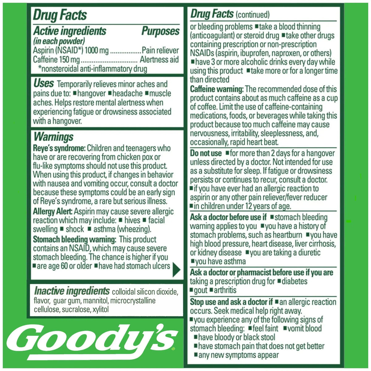 Goody's Hangover Relief Powder, Dual Action Fast Headache Pain Relief with Aspirin and Caffeine, Berry Citrus Flavor, 16 Count Goody'sBuy Supplements Australia