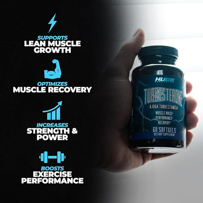 Huge Supplements Turkesterone & Ecdysterone Stack, Build Muscle & Strength, Enhanced Absorption Technology (60 Servings)
