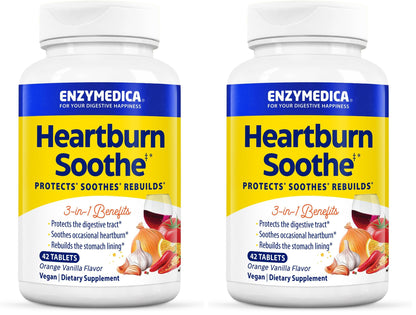 Enzymedica Heartburn Soothe Chewable Supplement, Vanilla Orange, 42 Tablets