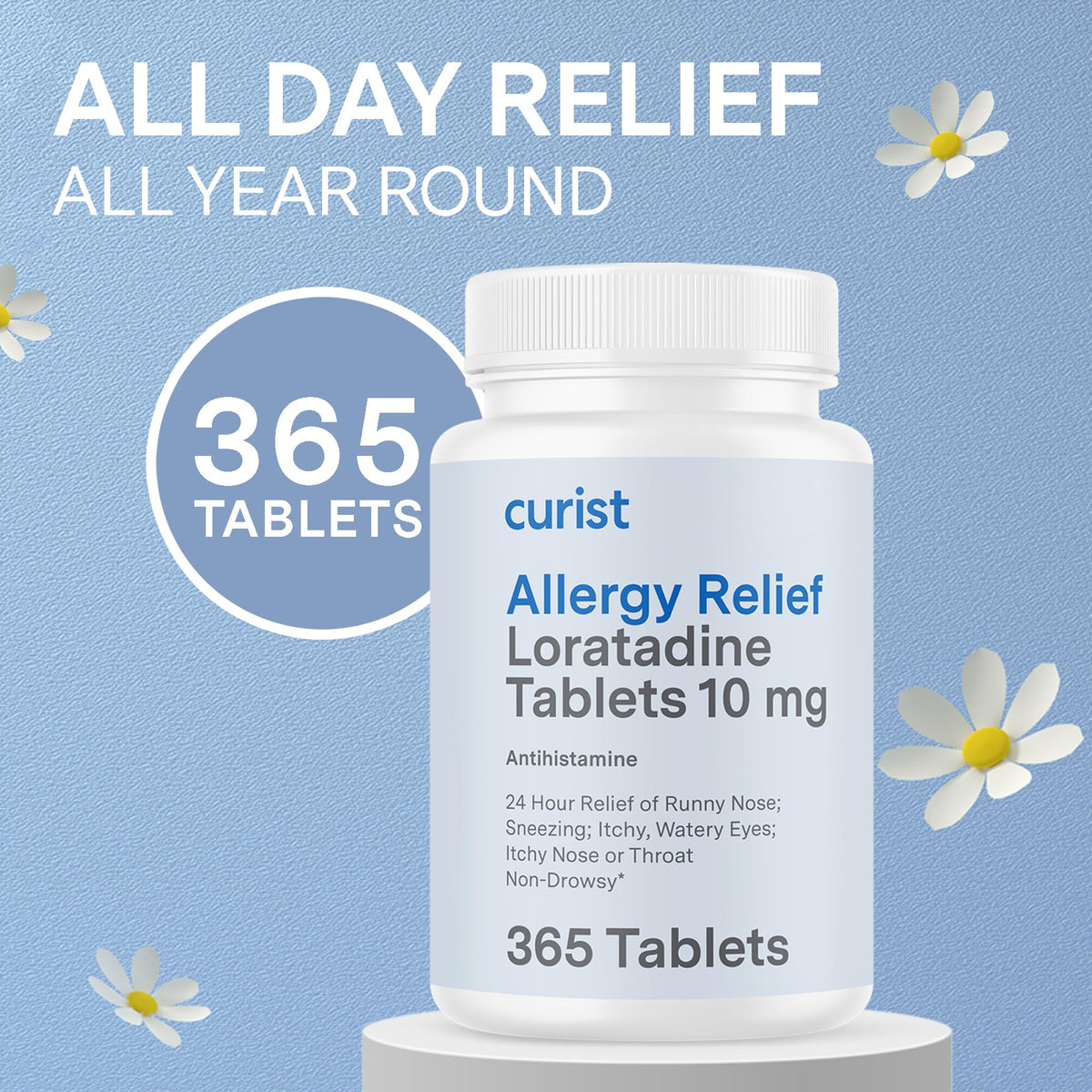 Curist Loratadine 10mg 365 Count - All Day Non Drowsy Allergy Medicine - 24 Hour Antihistamine Tablets for Runny Nose, Itchy Eyes, & Sneezing - Indoor & Outdoor Allergy Medicine for Adults Curist buy supplements Au
