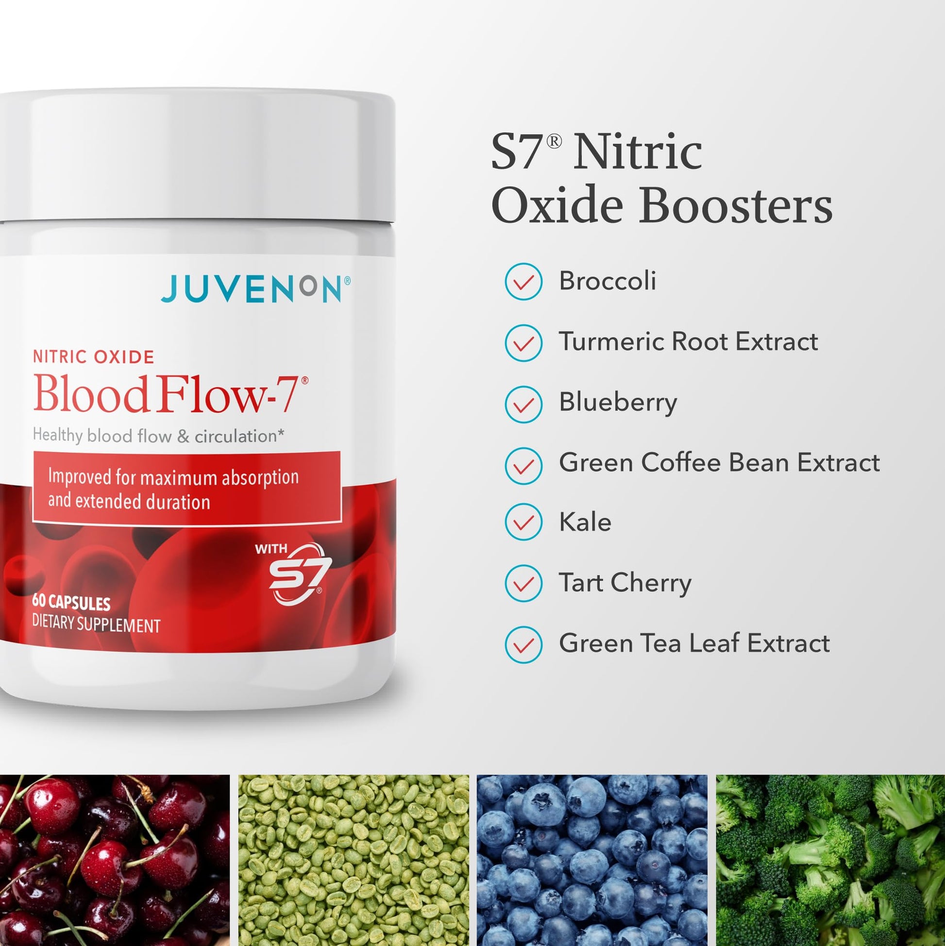 Juvenon BloodFlow-7 Nitric Oxide Supplements for Men & Women - Natural Nitric Oxide Booster with Nitrosigine® + S7® - Blood Flow & Circulation Support (1-Pack) JuvenonBuy Supplements Australia
