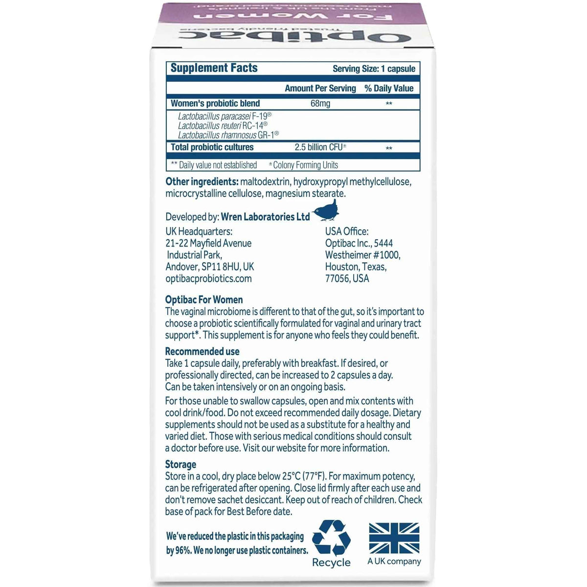 Optibac Probiotics for Women - Vegan Probiotic to Support Vagina Flora and Urinary Tract Health - 14 Capsules