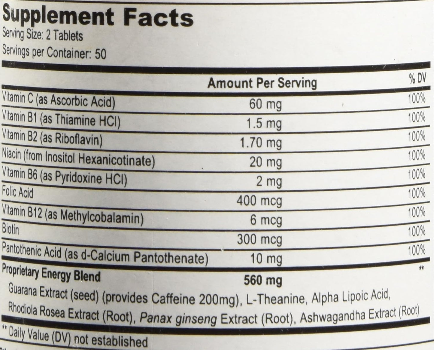Energy | Complimentary Formula w/Botanically Sourced Caffeine | Complete B-Complex & Energy Supportive Herbs