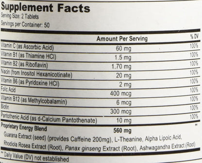 Energy | Complimentary Formula w/Botanically Sourced Caffeine | Complete B-Complex & Energy Supportive Herbs