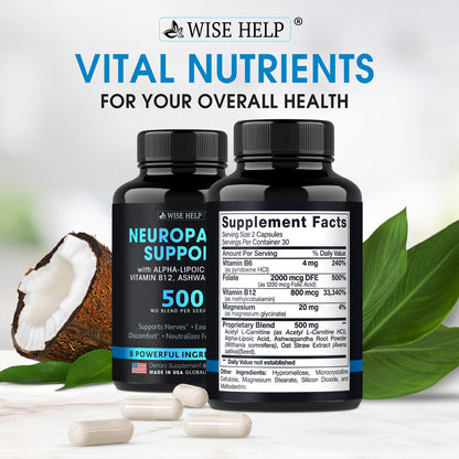 Neuropathy Support Natural Nerve Discomfort Relief - Made in USA - Nerve Antioxidant for Trigeminal Neuralgia, Diabetic & Peripheral Neuropathy - Hands, Neck, Feet & Toes Treatment Formula - Pack of 2 WISEHELPBuy Supplements Australia