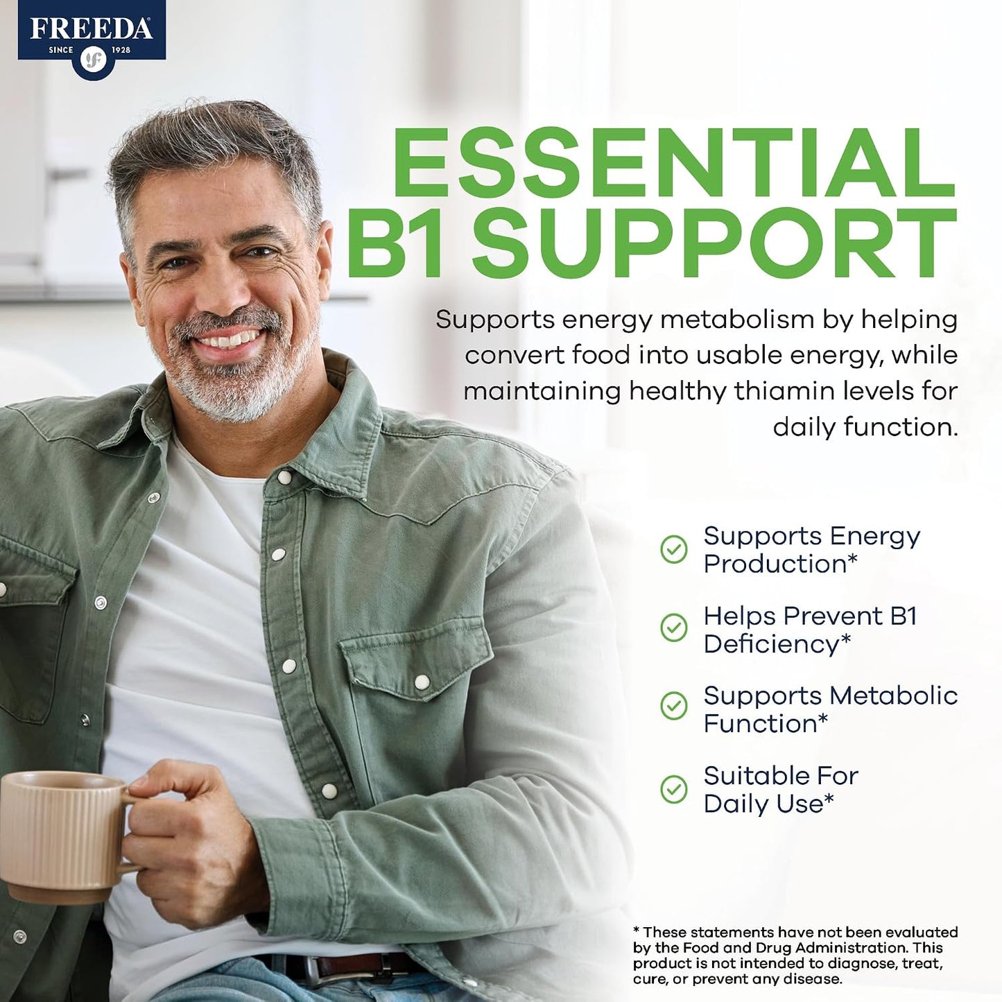 Freeda Vitamin B1 Thiamine 100mg - Supports Energy Metabolism, Nervous System Health - Kosher, Vegan, Gluten Free - Thiamin HCl 100 mg Vitamin B 1 - Pure Vit B1 Vitamin Thiamine B1 Supplement (100 Ct) | Energy Metabolism & Nervous System Health Support –