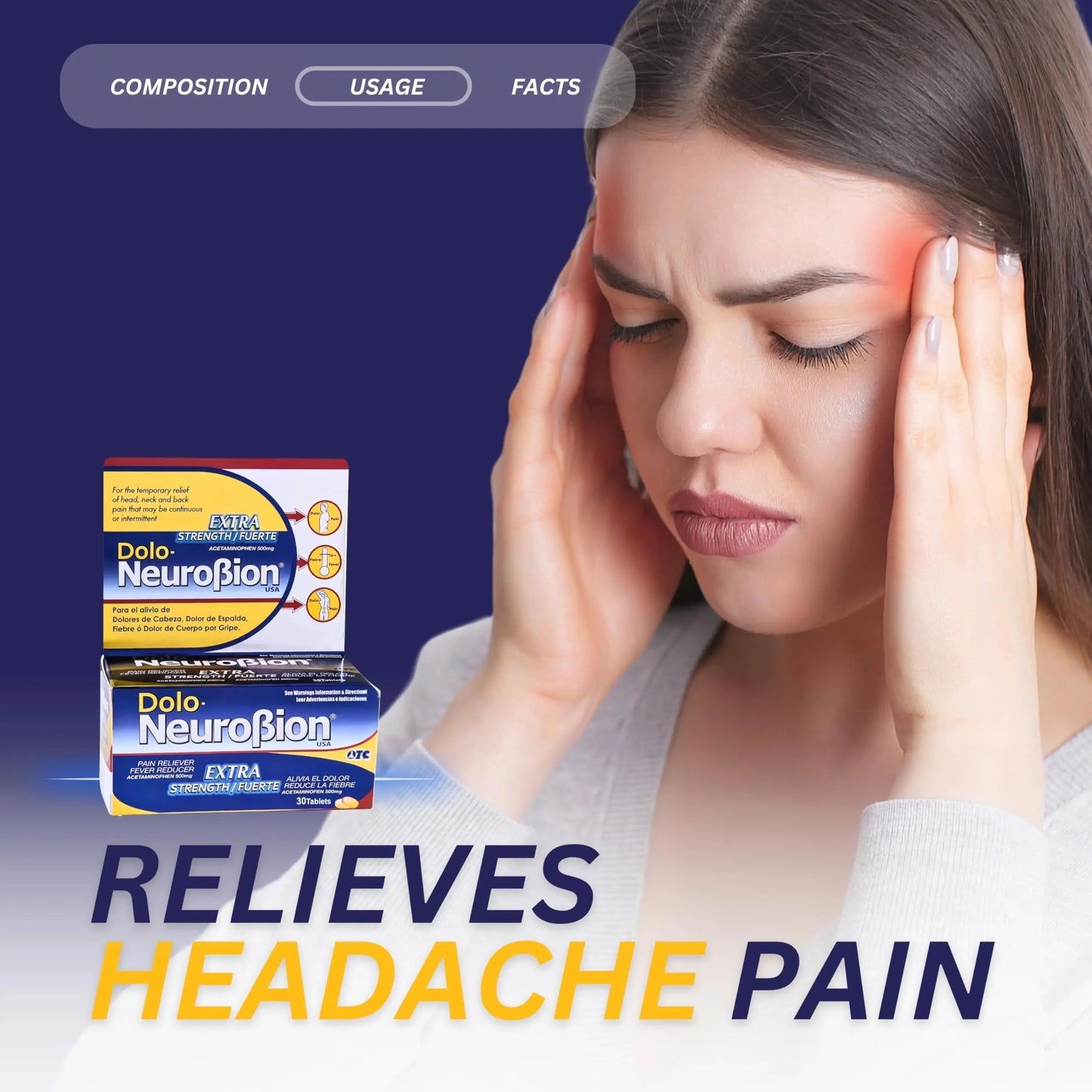 Dolo Neurobion 30 Tablets - Pain Reliever, Fever Reducer, Extra Strength, Fuerte, Alivia el Dolor, Reduce la Fiebre NeurobionBuy Supplements Australia
