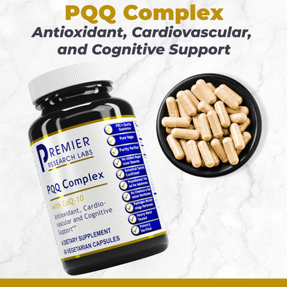Premier Research Labs Premier PQQ Complex with CoQ10 - Coenzyme Q10, Co Q 10 Supplement with Pyrroloquinoline Quinone (PQQ) for Antioxidant, Brain & Heart Support - 60 Vegetarian Capsules Premier Research LabsBuy Supplements Australia