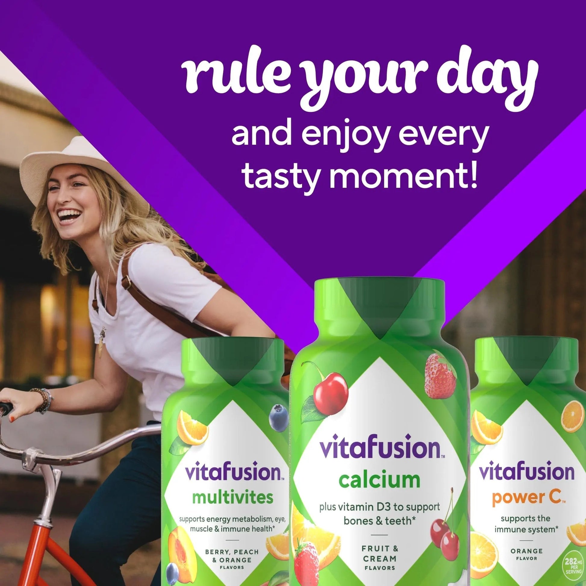 vitafusion Chewable Calcium Gummy Vitamins for Bone and Teeth Support, Calcium Gummies, Fruit and Cream Flavor, 100 Count, 50 Day Supply Vitafusion
